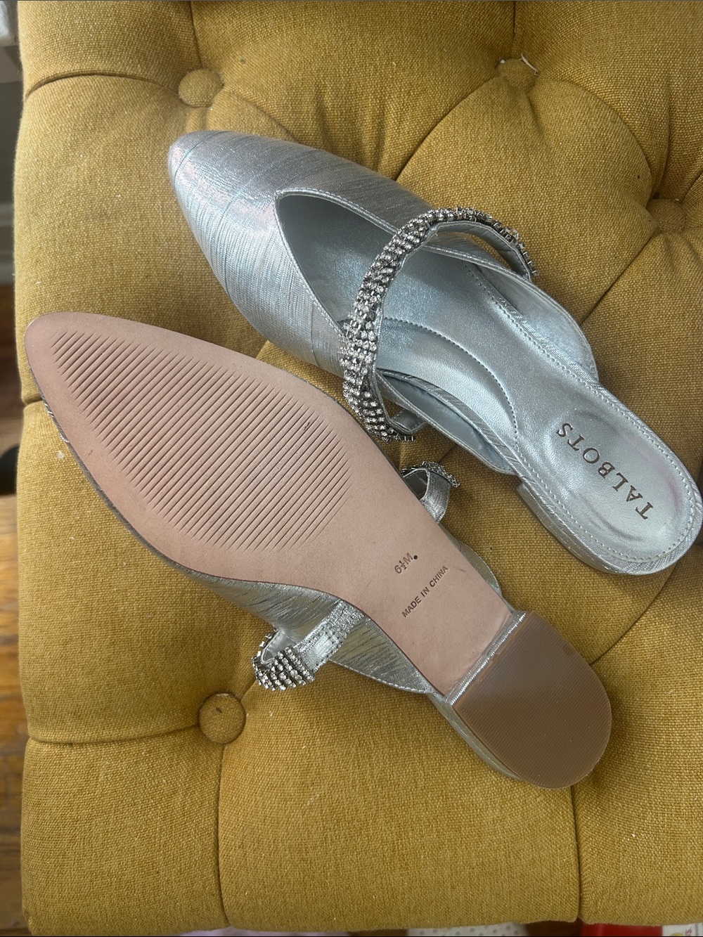 Talbots Silver Crystal-Embellished Pointed Mules